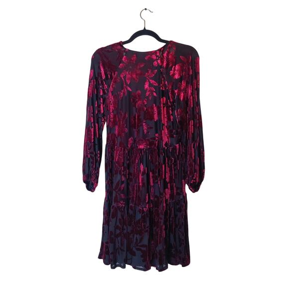 Taylor Purple Floral Burnout Babydoll Mini Dress 6 Party Holiday Whimsigoth - Picture 5 of 16